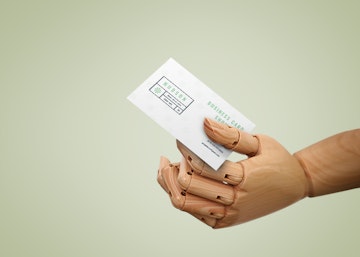 Business Card  In Wooden Hand Mockup